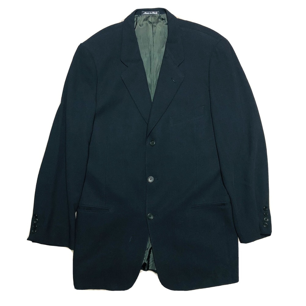 Calvin Klein Black Virgin Wool 3 Btn Single Vent Made in Italy Blazer Men Sz 44L